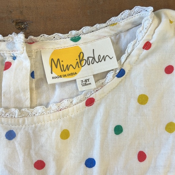 Mini Boden multicolored polka dot long sleeve blouse 7-8 years - Picture 3 of 6